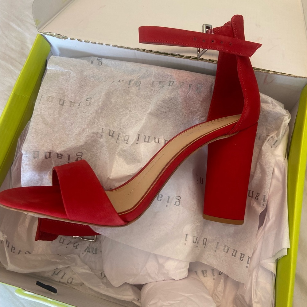 Gianni Bini Red Suede Block Heels